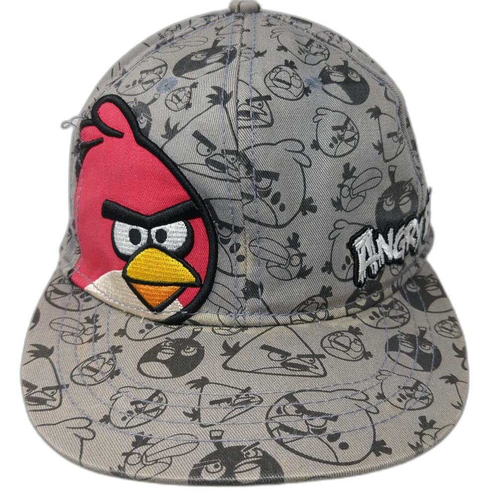 Rovio Angry Birds Gray Snapback Hat One Size Allover Print Red Bird Embroidery